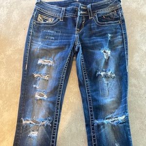 Size 2 vigoss dark distressed jeans